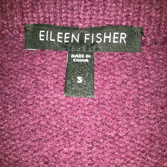 Eileen Fisher 100% wool pockets plum sweater 3/4 sleeves coat - Picture 13 of 16